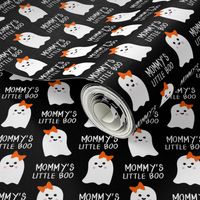mommy's little boo halloween fabric - girl ghost -black and orange
