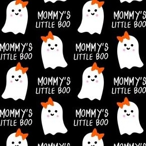 mommy's little boo halloween fabric - girl ghost -black and orange