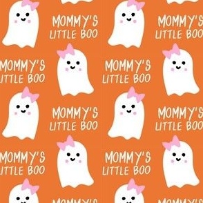 mommy's little boo halloween fabric - girl ghost - orange