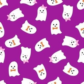 cute ghost fabric - halloween fabric - purple