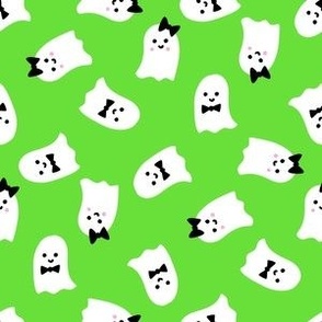 cute ghost fabric - halloween fabric - lime