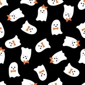 cute ghost fabric - halloween fabric - black