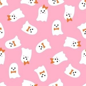 cute ghost fabric - halloween fabric -pink