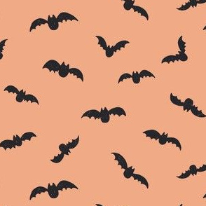 Extra Small // Halloween Black bats on bright peach