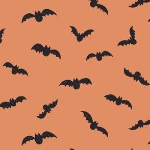 Extra Small // Halloween Black bats on dark peach
