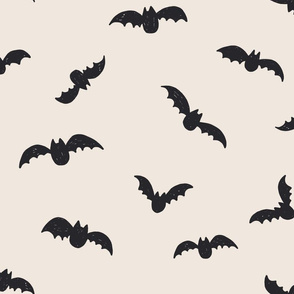 Medium // Halloween Black bats on creamy white