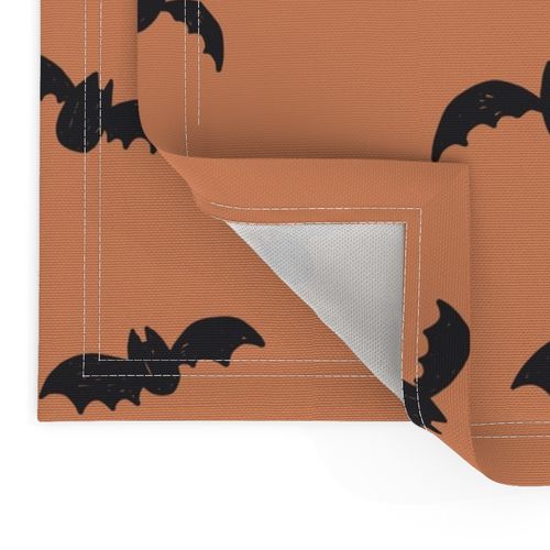 Medium // Halloween Black bats on dark peach