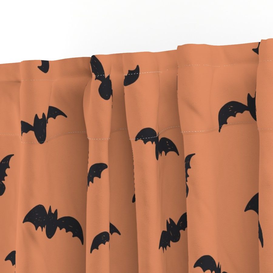 Medium // Halloween Black bats on dark peach