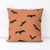 Medium // Halloween Black bats on dark peach