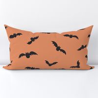 Medium // Halloween Black bats on dark peach