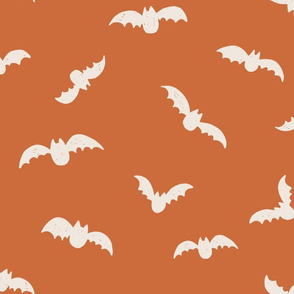 Medium // Halloween bats on apricot orange