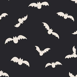 Small //  Halloween Creamy white bats on black