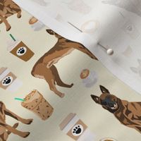 belgian malinois coffee fabric - cute dog design - cream