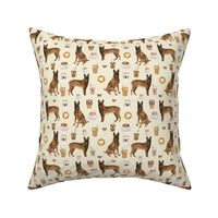 belgian malinois coffee fabric - cute dog design - cream