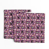 bernedoodle coffee fabric - cute dog design - purple