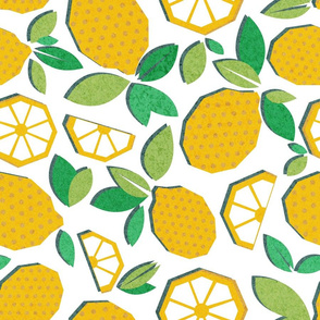 Normal scale // Paper cut geo lemons // white background yellow geometric citrus fruits