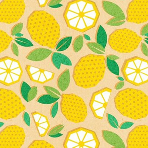 Small scale // Paper cut geo lemons // pale yellow background yellow geometric citrus fruits