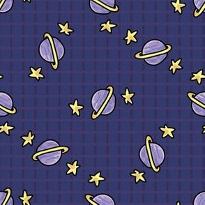 Cosmic space planet. Hand drawn galaxy cartoon, planets, stars kids room. Child room decor, kids universe travel backdrop. Solar system. 