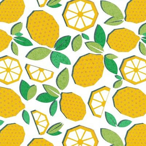 Small scale // Paper cut geo lemons // white background yellow geometric citrus fruits