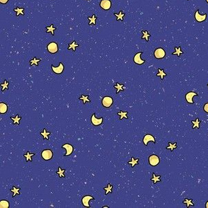 Cosmic space stars. Hand drawn galaxy cartoon, planets, stars kids room. Child room decor, kids universe travel backdrop. Solar system. 