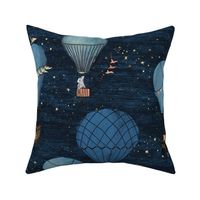 Large Forest Animal Hot Air Balloon Night Adventure in Blue
