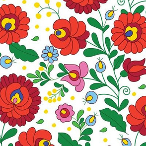 Red Border Floral Embroidery Kit - Hungarian Store