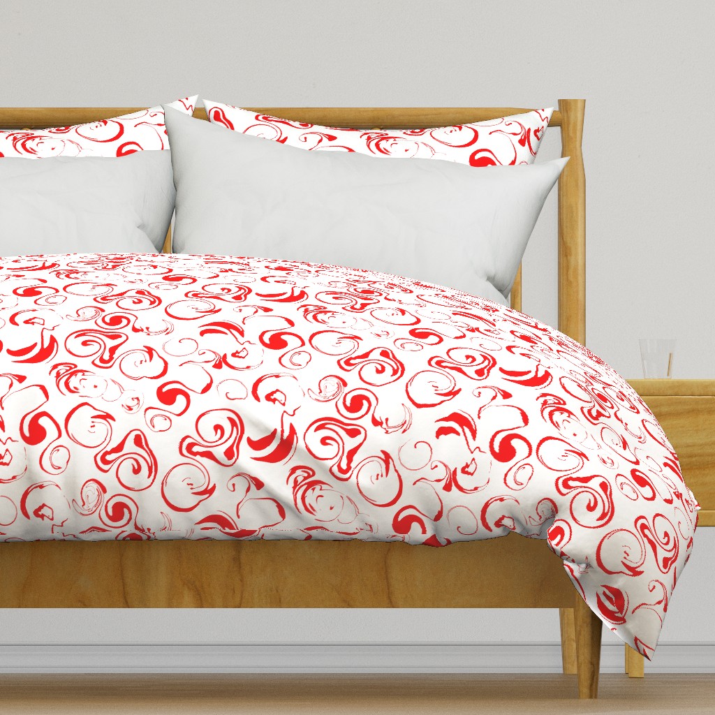 red swirls on white