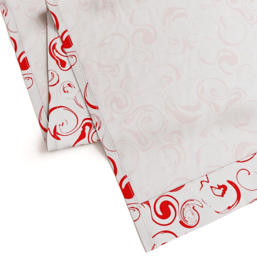 red swirls on white