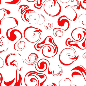 red swirls on white