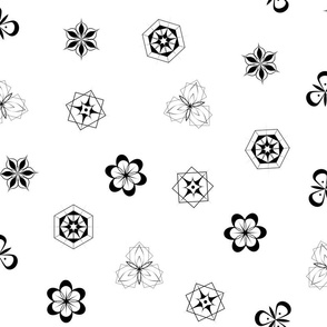 small black and white graphic flowers