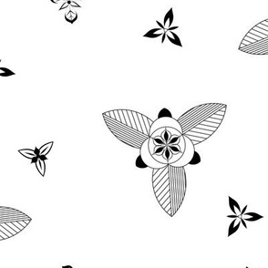 graphic flowers in black and white