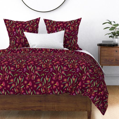 Eucalyptus Blossom - maroon red, medium 