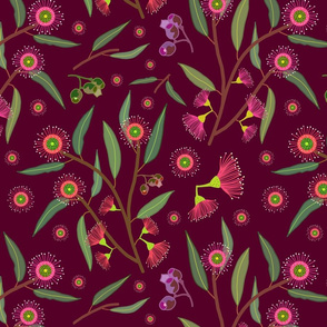 Eucalyptus Blossom - maroon red, medium 