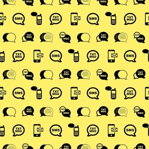 Fun Cell Phone Text Messaging Pattern in Black with Soft Yellow Background