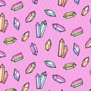 Crystals most mystical, rainbow gems on bubblegum pink