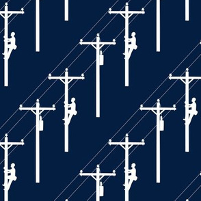 lineman - power lines - navy solid - C20BS