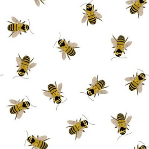 Honey Bees everywhere - Textured Illustration / Painting on white background