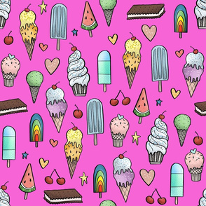 Ice Cream Treats - on Soft Magenta Background