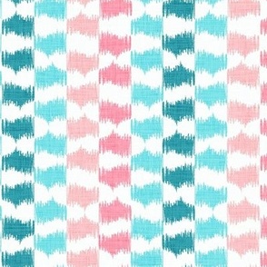 Beach Ikat Stripe in Aqua and Pink - small repeat