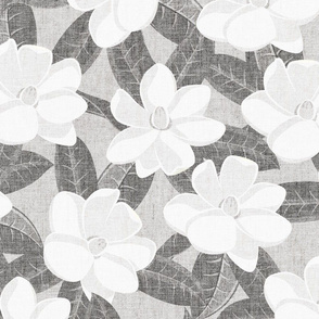 (jumbo scale) magnolia flowers - southern floral - grey - LAD20