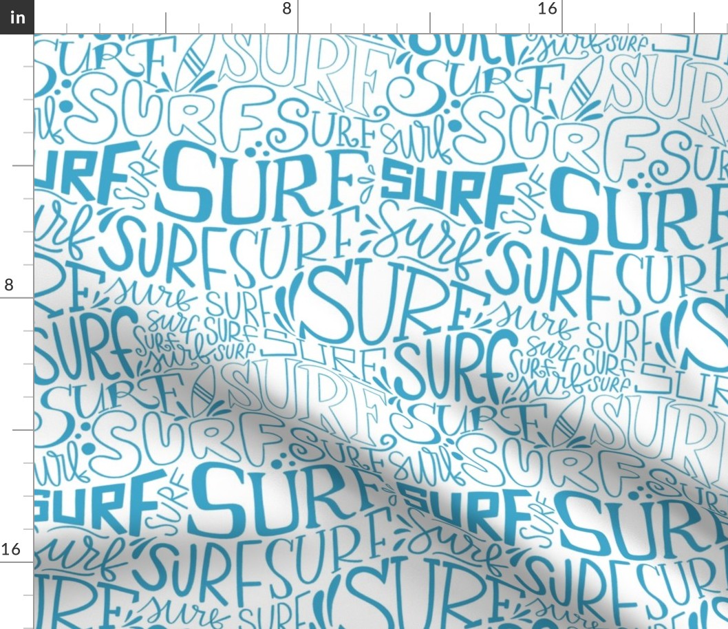 Surf lettering in blue