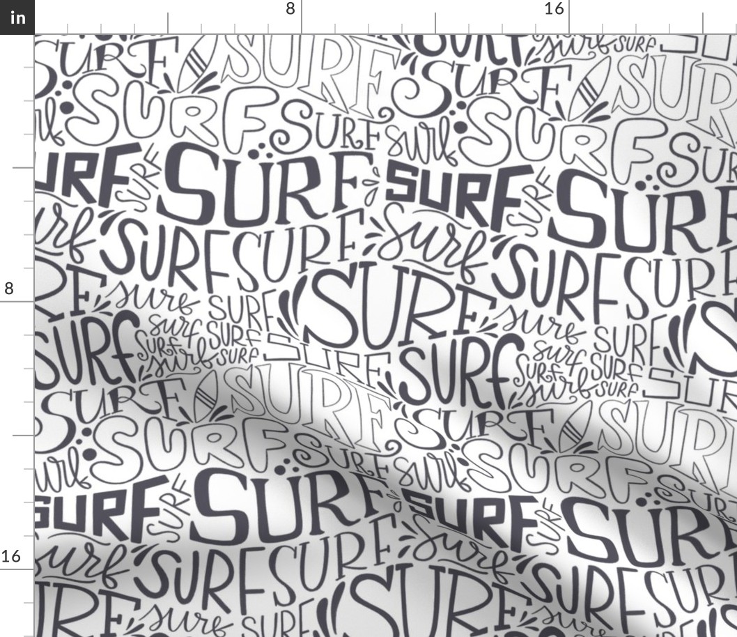 Surf lettering in black