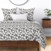 magnolia flowers - southern floral - blue on grey - LAD20