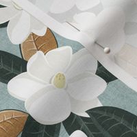 magnolia flowers - southern floral - blue - LAD20