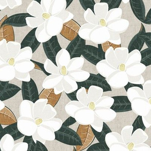 magnolia flowers - southern floral - beige - LAD20