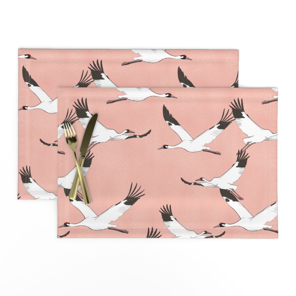 Large scale cranes on blush pink