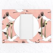 Large scale cranes on blush pink