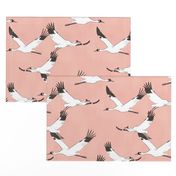 Large scale cranes on blush pink