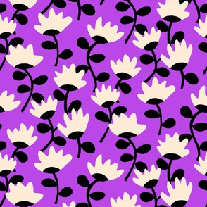 bold floral on purple