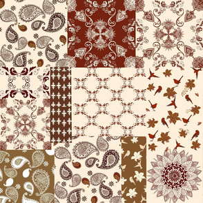 Brown ,beige boho patchwork pattern